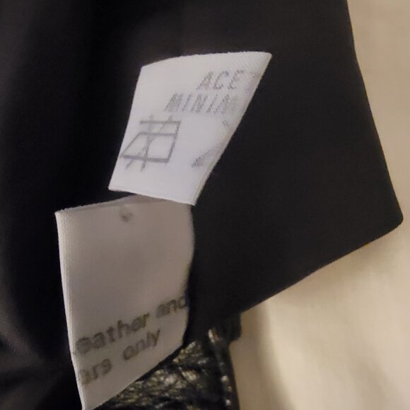 GUESS REAL LEATHER JEANS Y2K Zip Ankle Triangle Pants Black MOTO - Picture 10 of 15